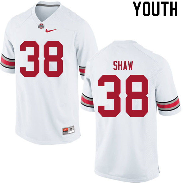 Ohio State Buckeyes Bryson Shaw Youth #38 White Authentic Stitched College Football Jersey